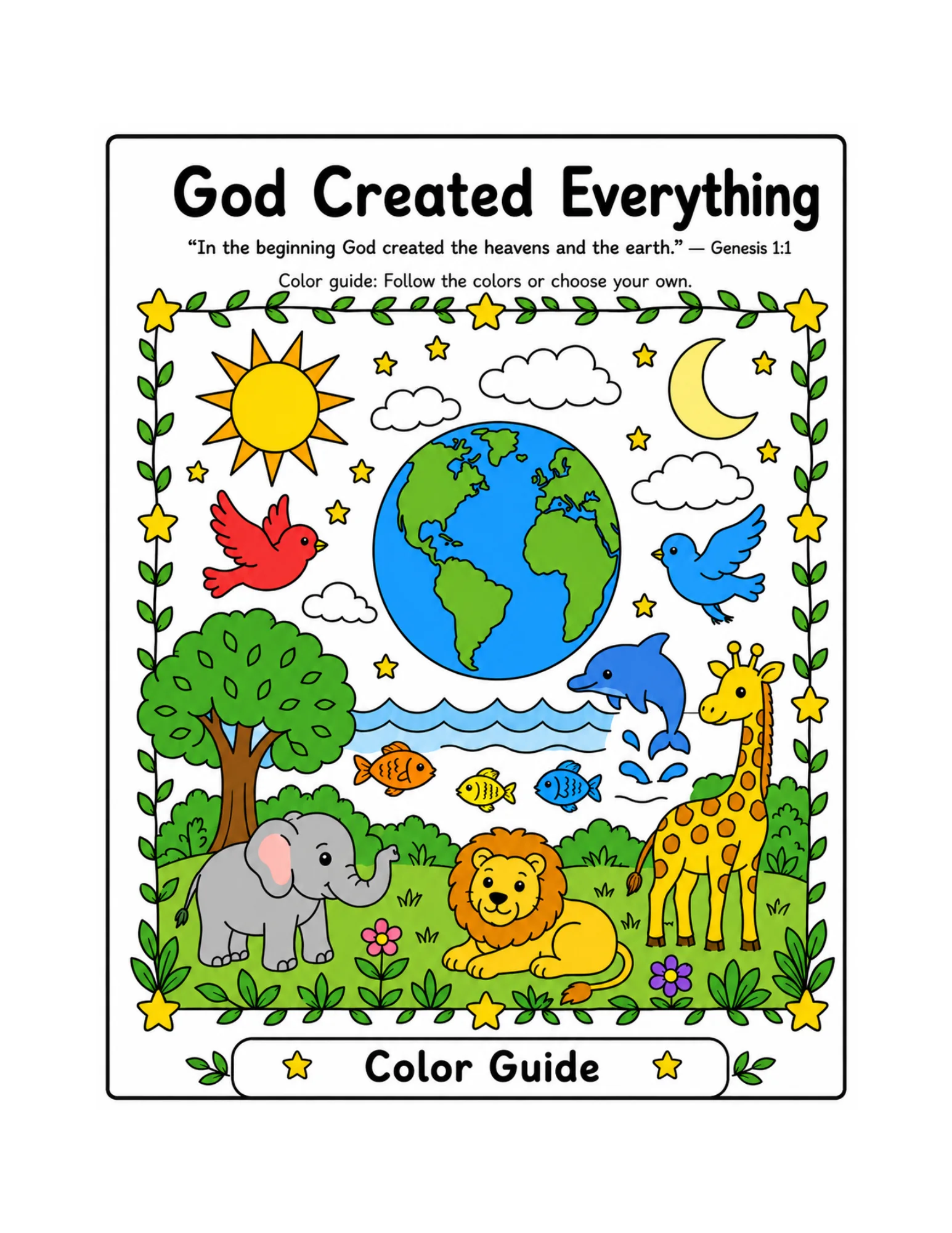 Creation Week printable worksheet preview from God Made Everything Activity Bundle.